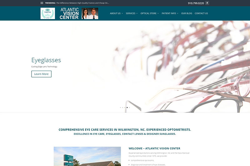 Atlantic Vision Center desktop large portfolio